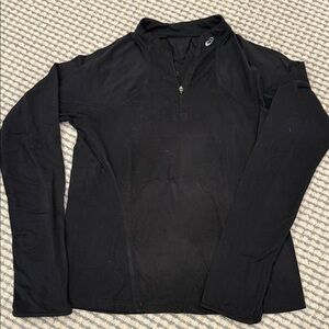 Asics Black 1/2 zip fitted Pullover with Logo